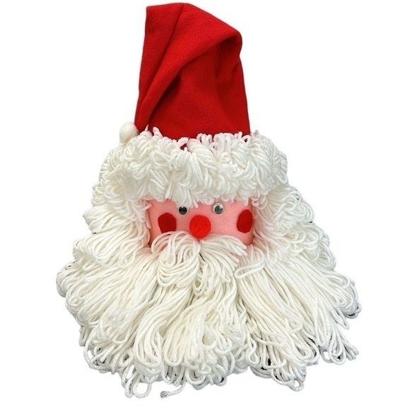 Vintage Handmade Santa Face Christmas Jolly Saint Nick Wall Decor - Picture 1 of 12